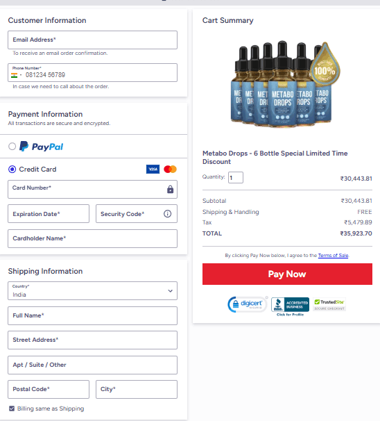 Metabo Drops Checkout Page